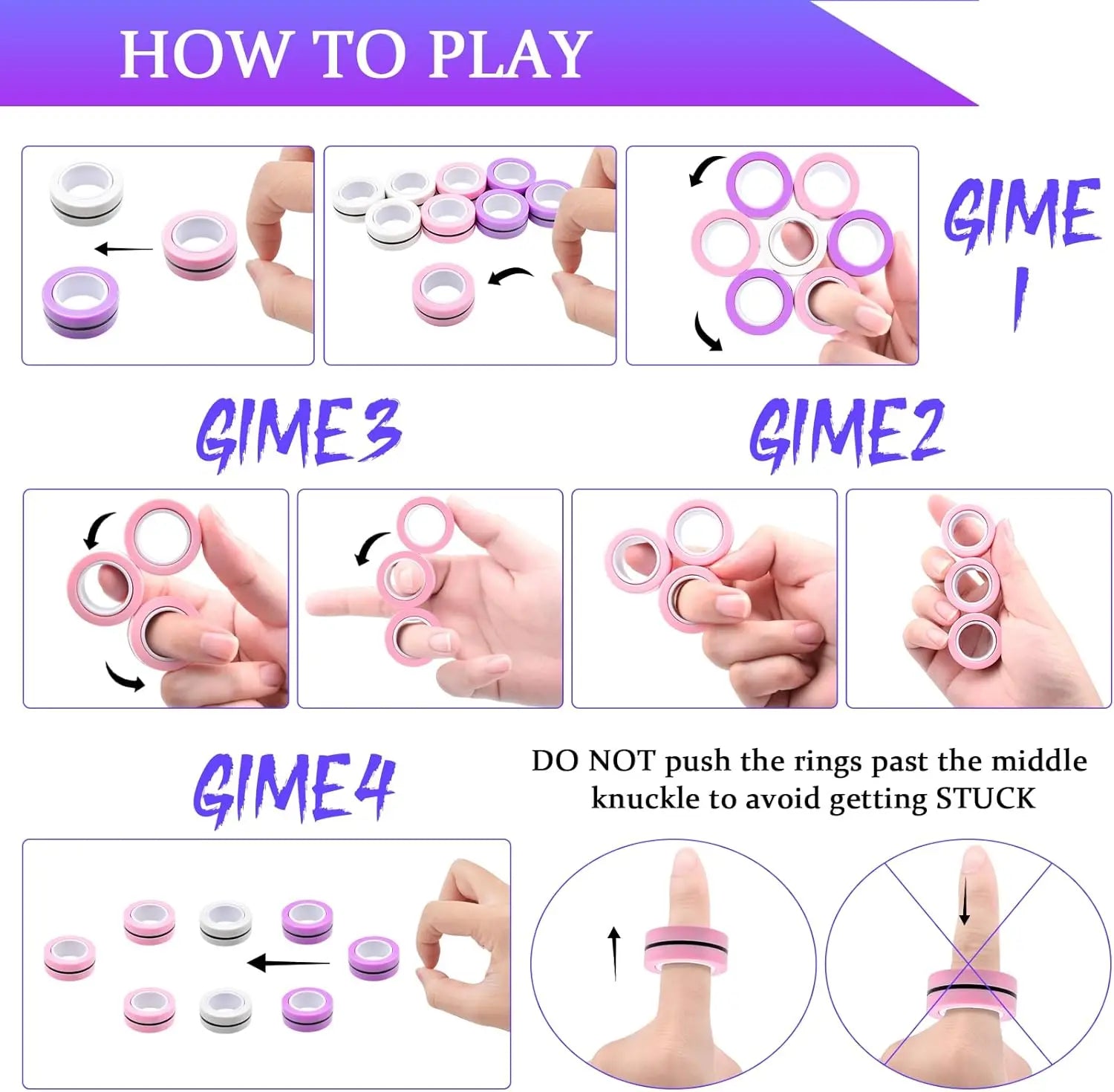 Magnetic Ring Fidget Toys Set ADHD Anxiety Magnetic Finger Spinner Pack for Teens Adults Kids Coolest Magnet Stress Relief Toy